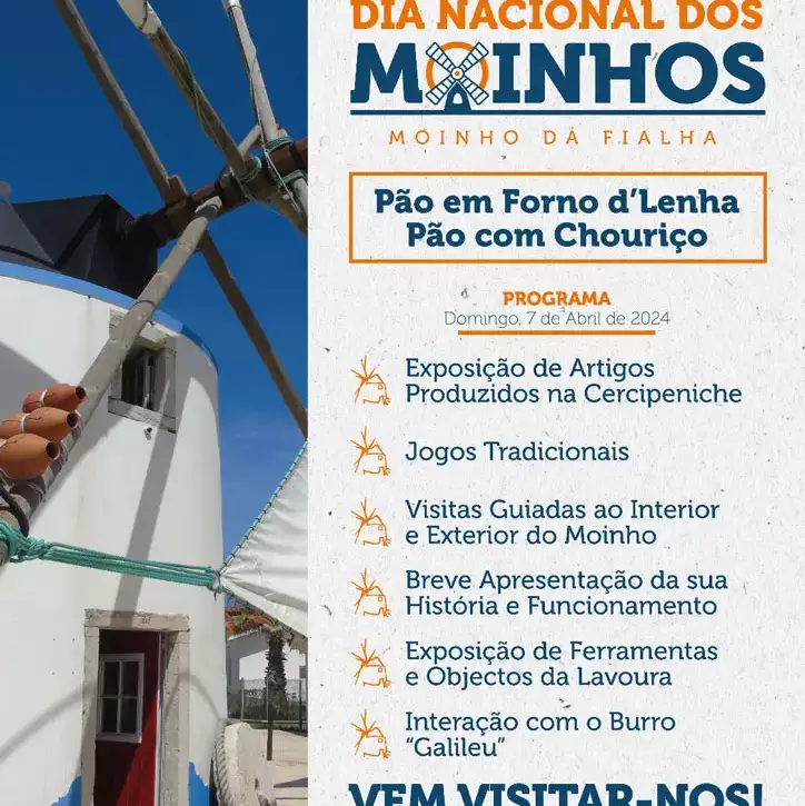 Cartaz do evento do Dia Nacional dos Moinhos