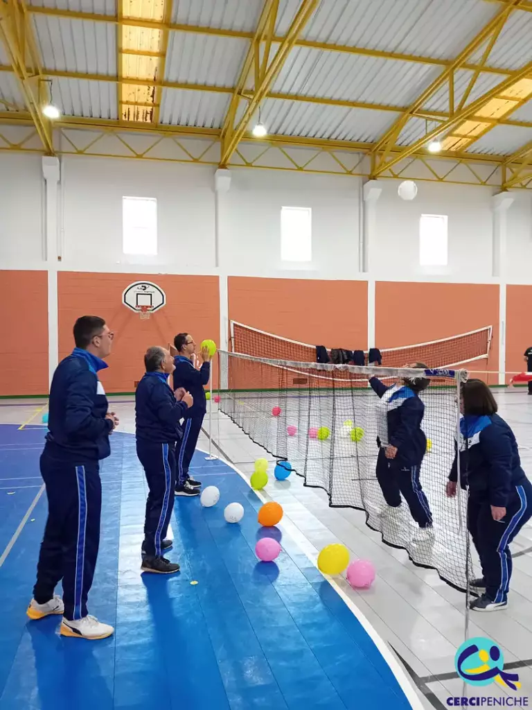 Pessoas apoiadas pela Cercipeniche, participantes do Encontro de Badminton em Leiria